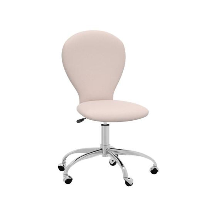 Round Upholstered Desk Chair Brushed Nickel Base thumbnail 2