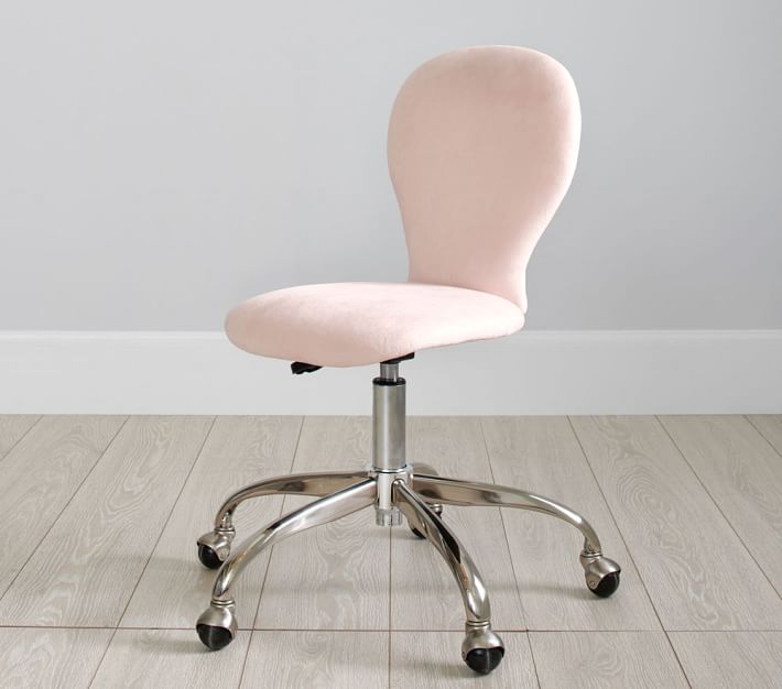 Round Upholstered Desk Chair Brushed Nickel Base thumbnail 3