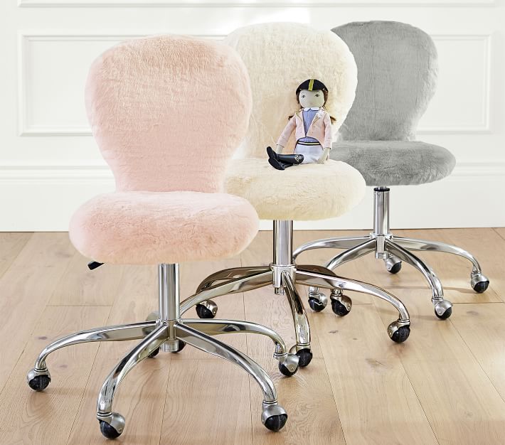 Round Upholstered Desk Chair Brushed Nickel Base thumbnail 4
