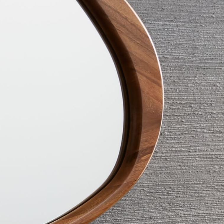 Mid Century Asymmetrical Acorn Wood Wall Mirror thumbnail 2