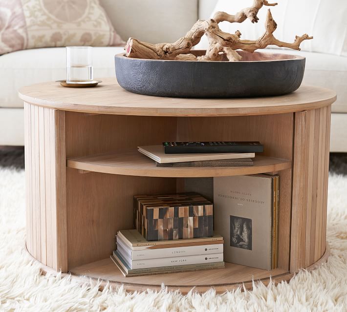 Tambour Round Storage Coffee Table thumbnail 4
