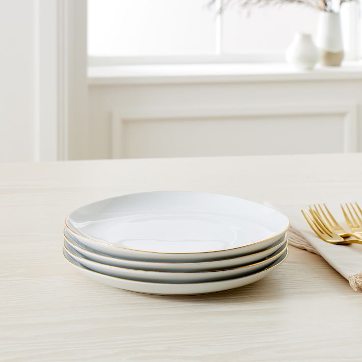 Organic Shaped Salad Plates - Gold Rimmed thumbnail 3