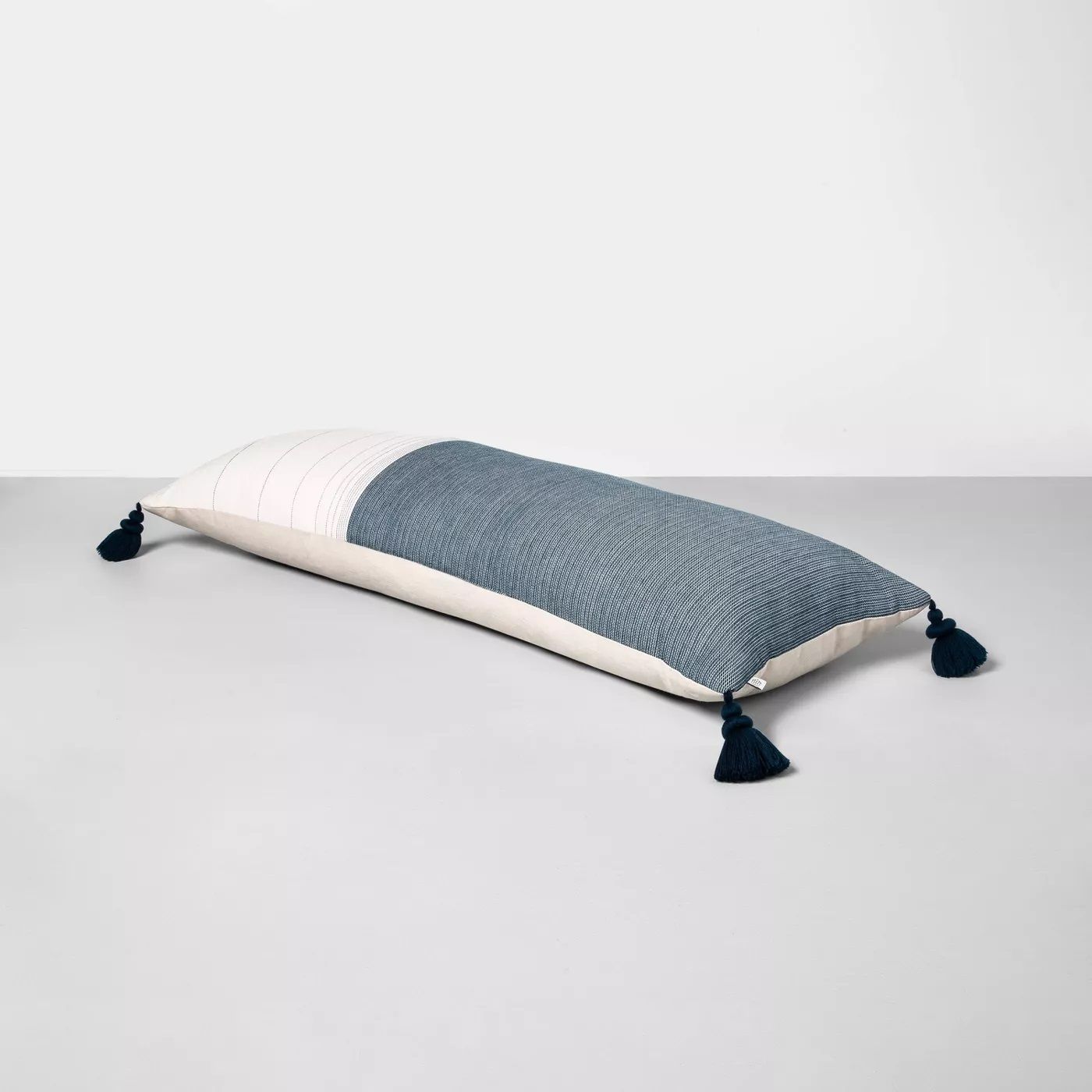 Oversized Colorblock Lumbar Throw Pillow Taupe With Insert-42"x16" thumbnail 4