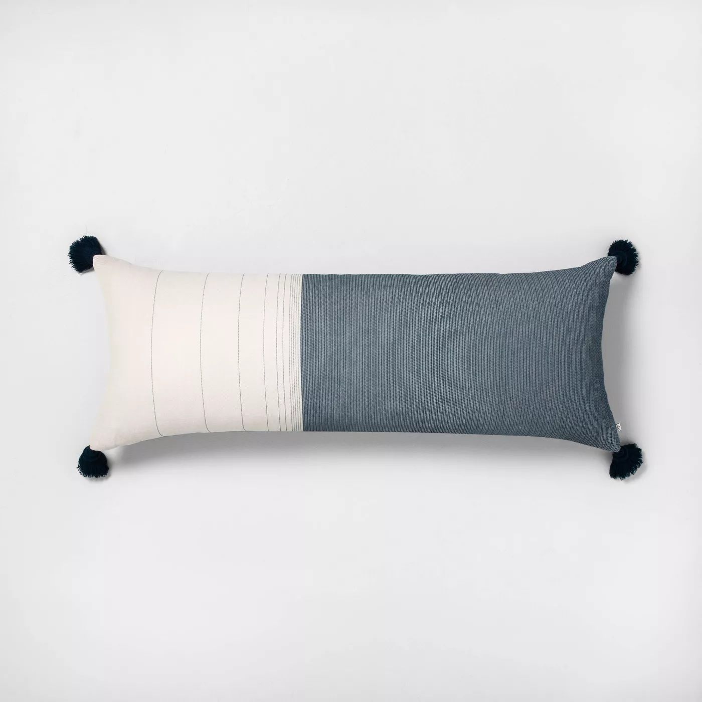 Oversized Colorblock Lumbar Throw Pillow Taupe With Insert-42"x16" thumbnail 5