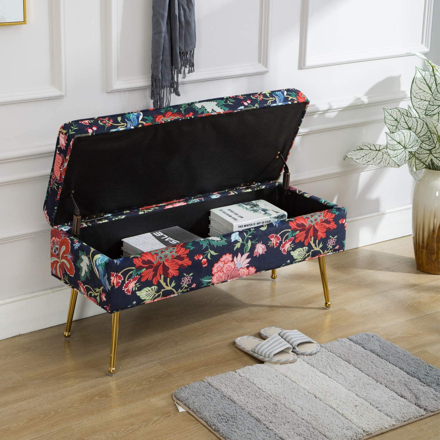 Kmax Fabric Large Storage Ottoman Bench thumbnail 3
