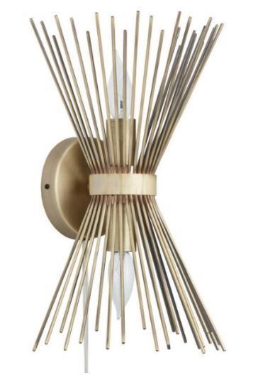 Brass Starburst Two Light Logan Wall Sconce thumbnail 2