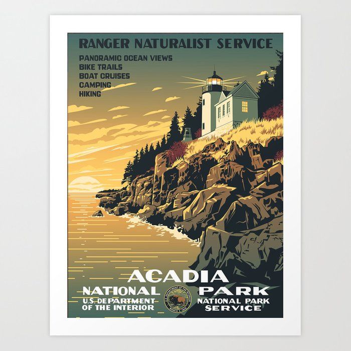 Vintage poster Acadia National Park Art Print Unframed thumbnail 2