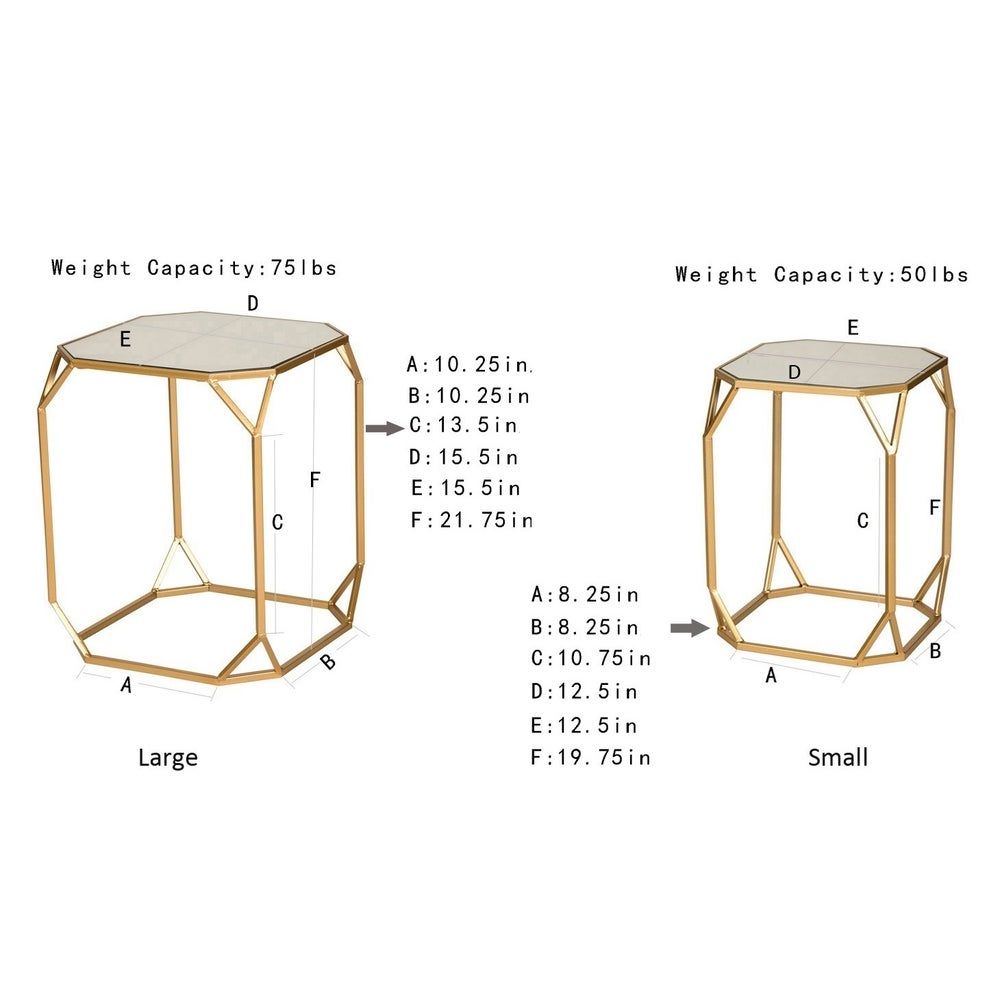 Glitzhome Metal WGlass Gold Accent Table Set thumbnail 4