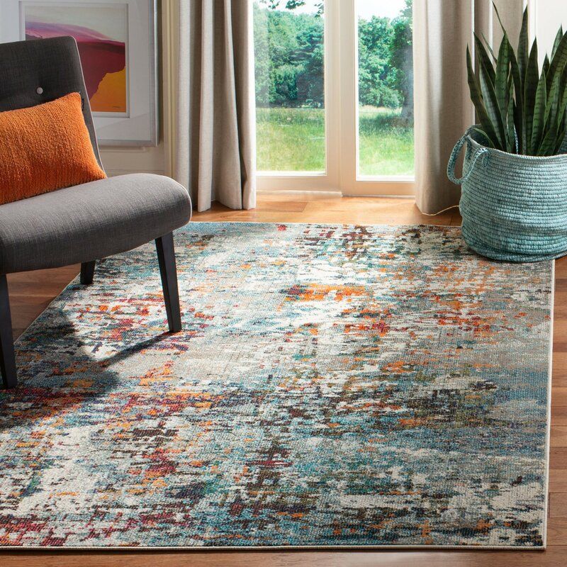 Gammage Abstract Gray/Blue Area Rug thumbnail 6