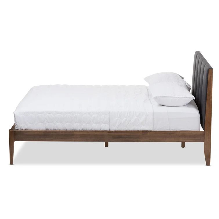 Biggs Mid Century Fabric and Wood Platform Bed-King thumbnail 3