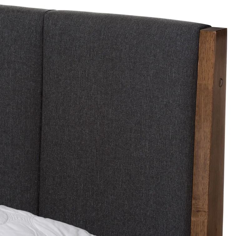 Biggs Mid Century Fabric and Wood Platform Bed-King thumbnail 4