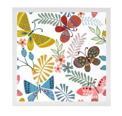 Cute Colorful Butterfly and Floral Garden Art Print Unframed thumbnail 2