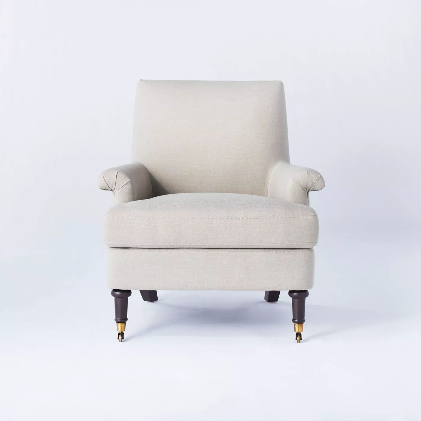 Mercer Rolled Upholstered Armchair with Casters thumbnail 2