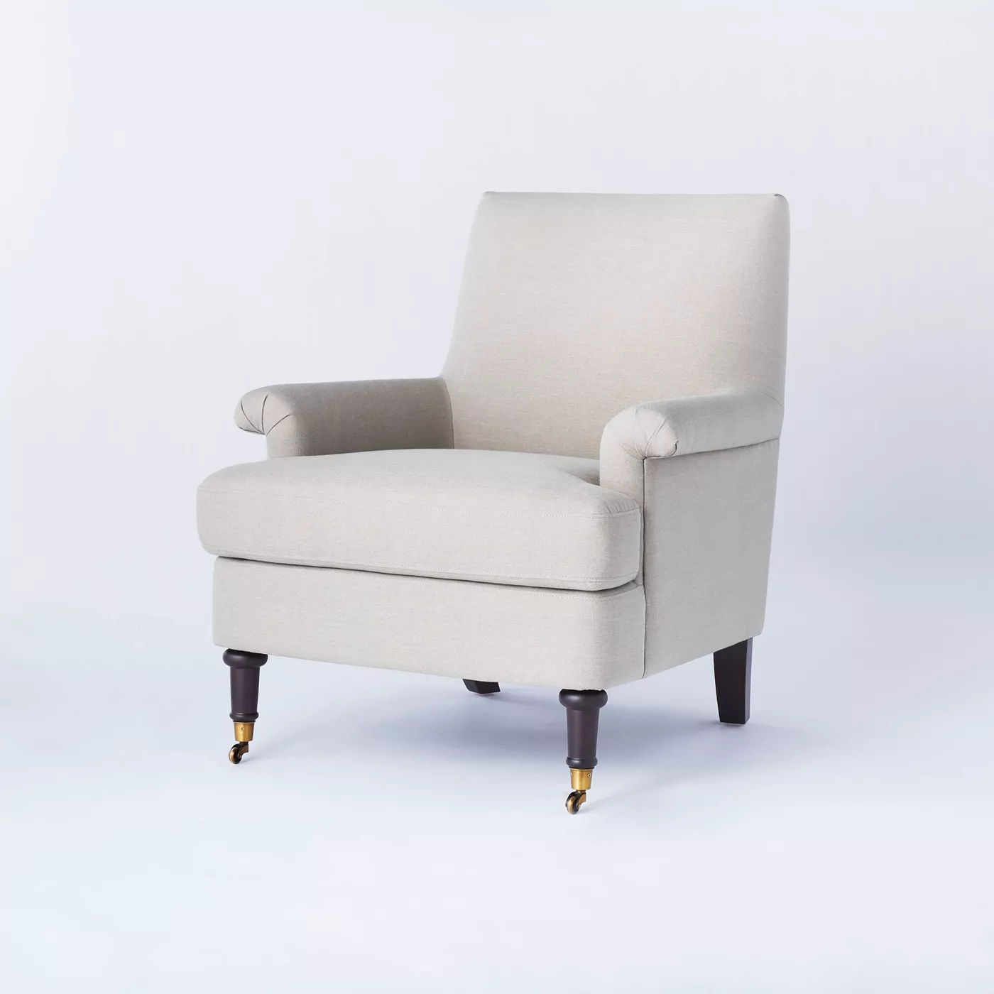 Mercer Rolled Upholstered Armchair with Casters thumbnail 4