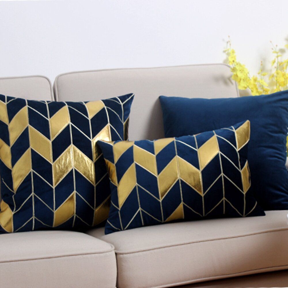 Tukwila Embroidered Faux Leather Velvet Lumbar Pillow Cover No Insert-20"x12" thumbnail 3