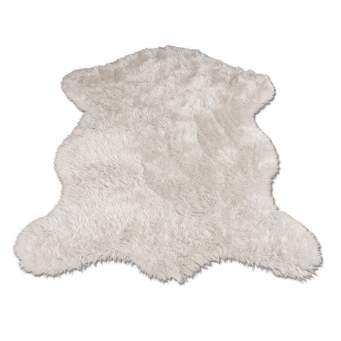 Ahamed Polar Bear Pelt White Area Rug thumbnail 2