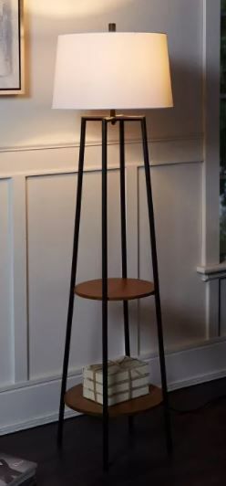 Tristan Silverwood Floor Lamp with Shelves thumbnail 3