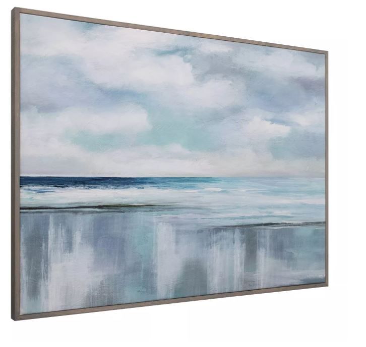 Cyan Sunrise by Nan Wrapped Framed Canvas Painting Blue thumbnail 3