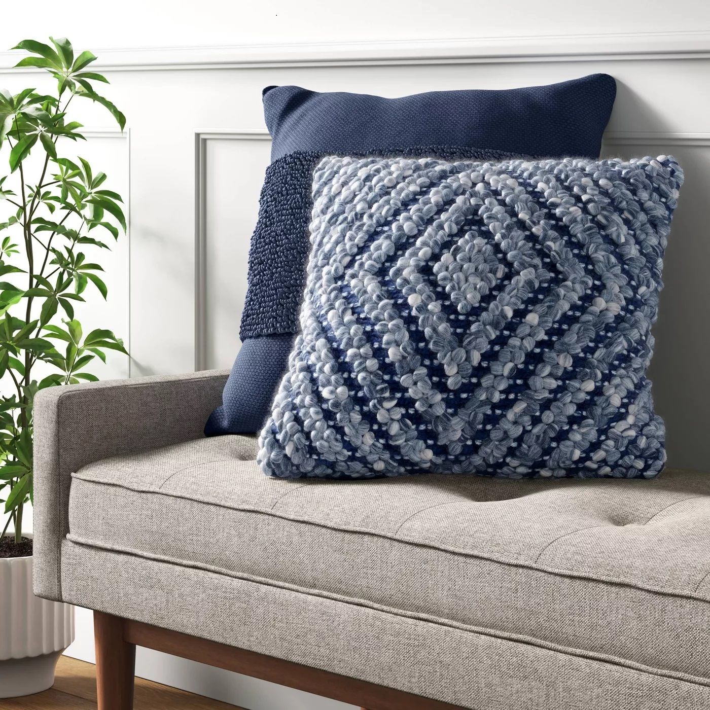 Square Chunky Diamond Patterned Throw Pillow​ With Insert-18"x18" thumbnail 2
