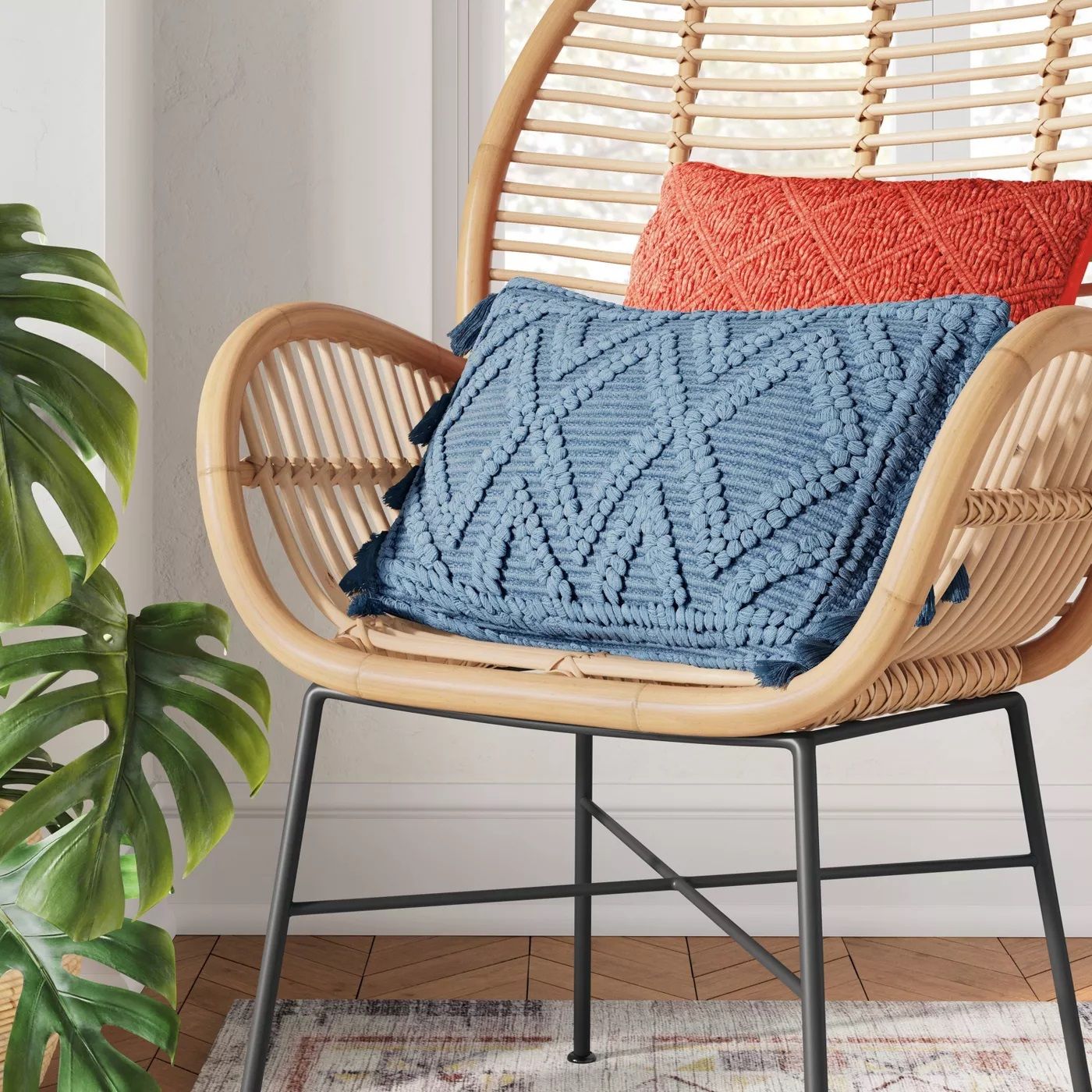 Lumbar Woven Textured Diamond Throw Pillow No Insert-20"x13" thumbnail 3