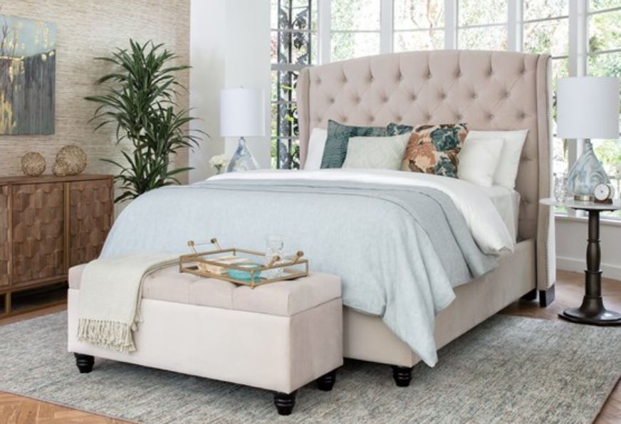 Mariah Velvet Upholstered Panel Bed-Queen thumbnail 3