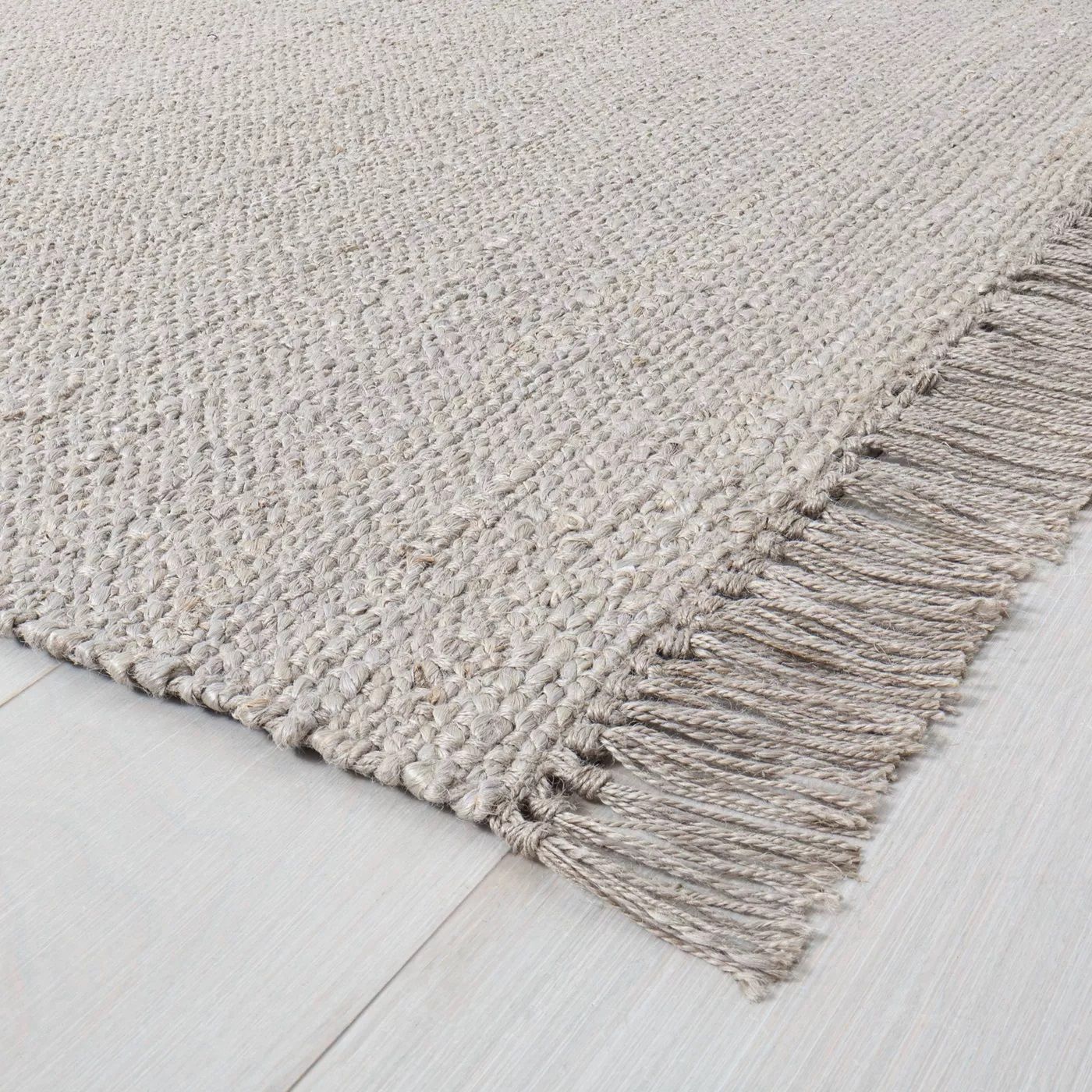 Bleached Jute Rug with Fringe Gray thumbnail 2