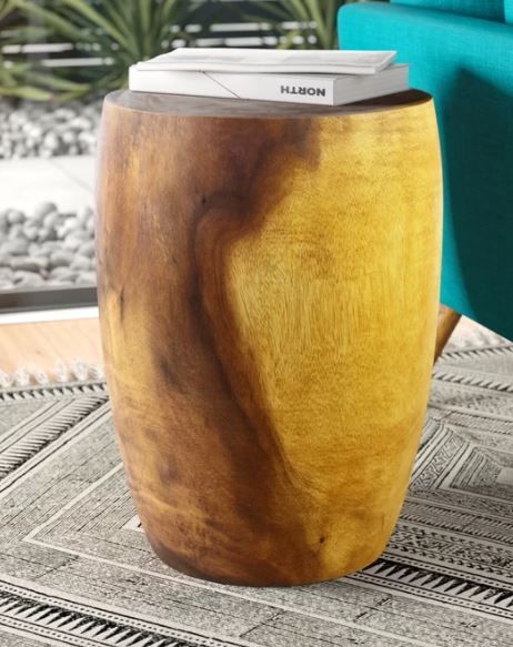 Vail Solid Wood Drum End Table thumbnail 2