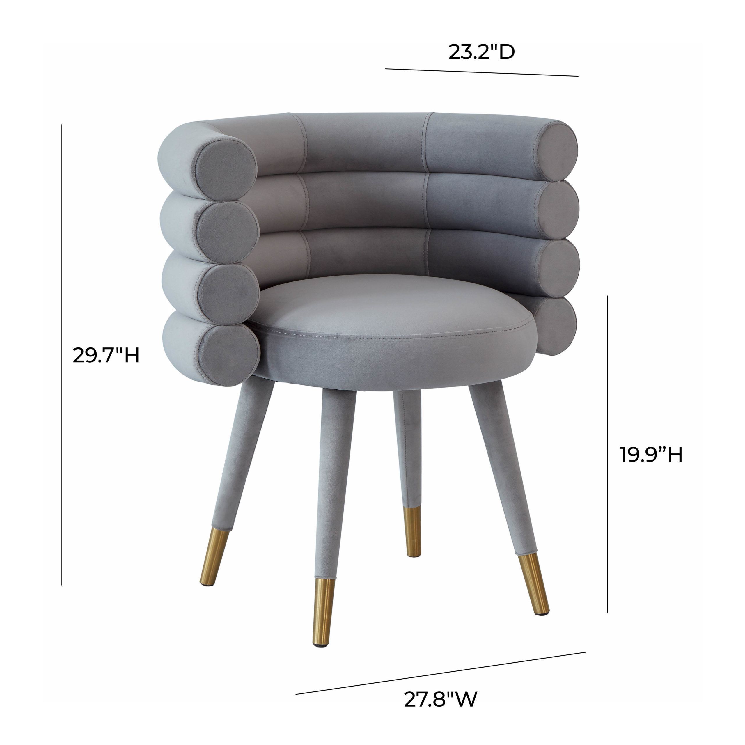 Jules Velvet Dining Chair - Grey thumbnail 3