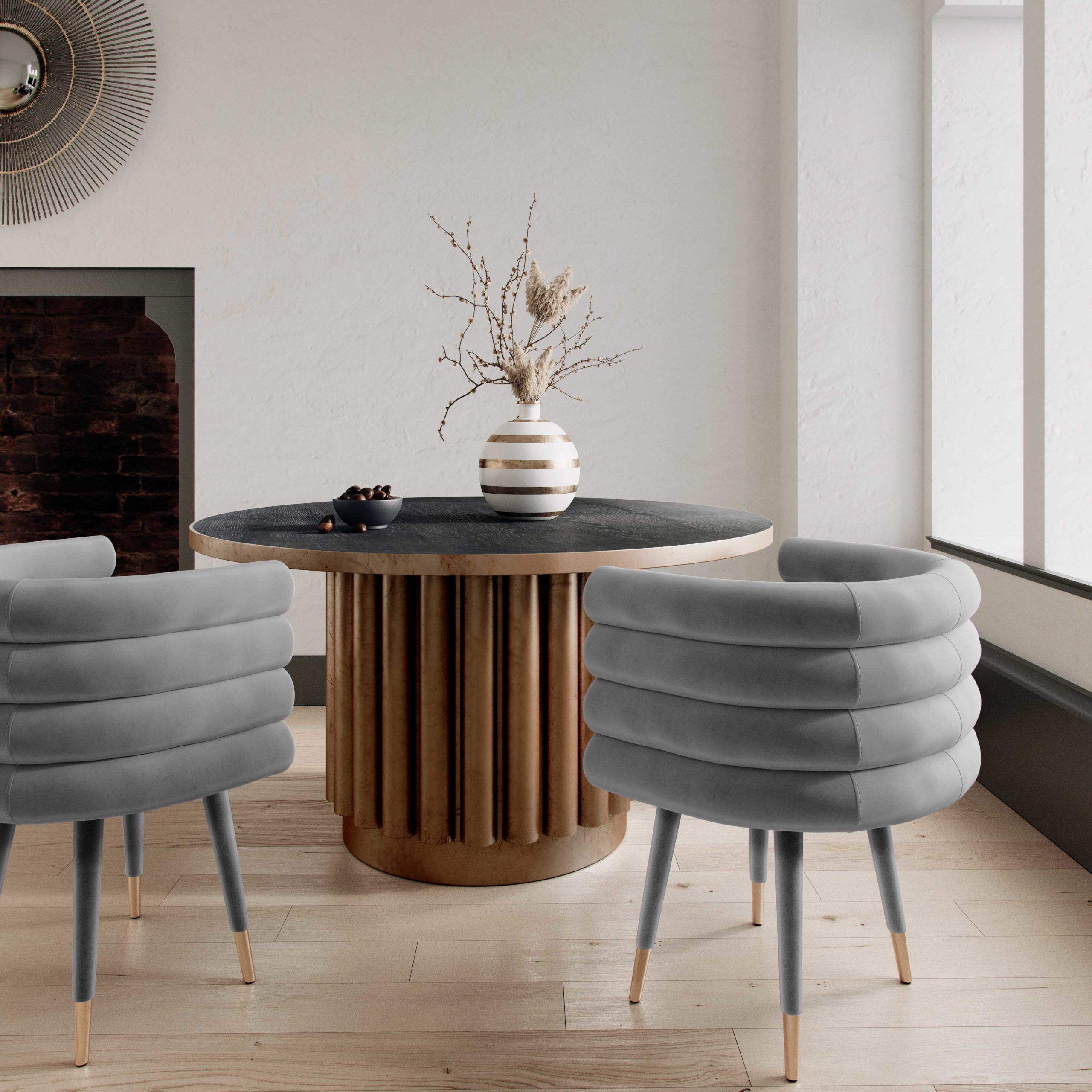 Jules Velvet Dining Chair - Grey thumbnail 4