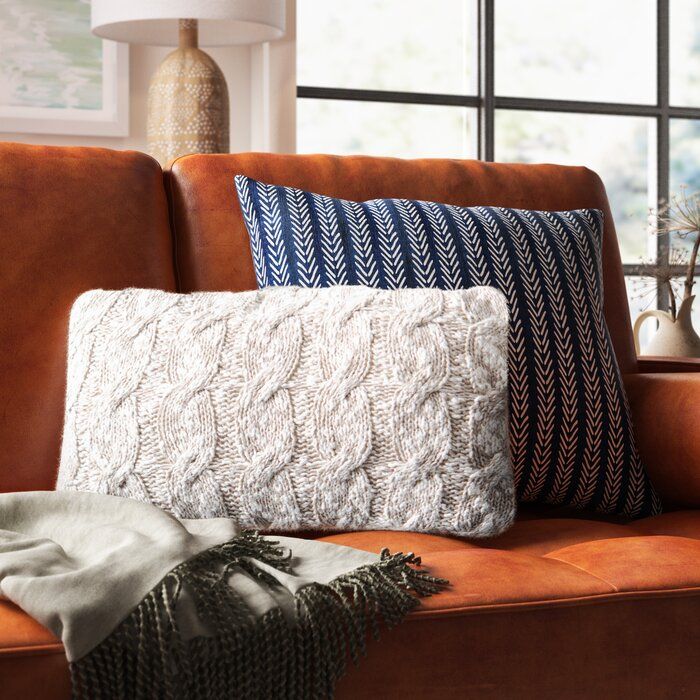 Clymer Chunky Knit Throw Pillow With Insert 20''x12'' thumbnail 2