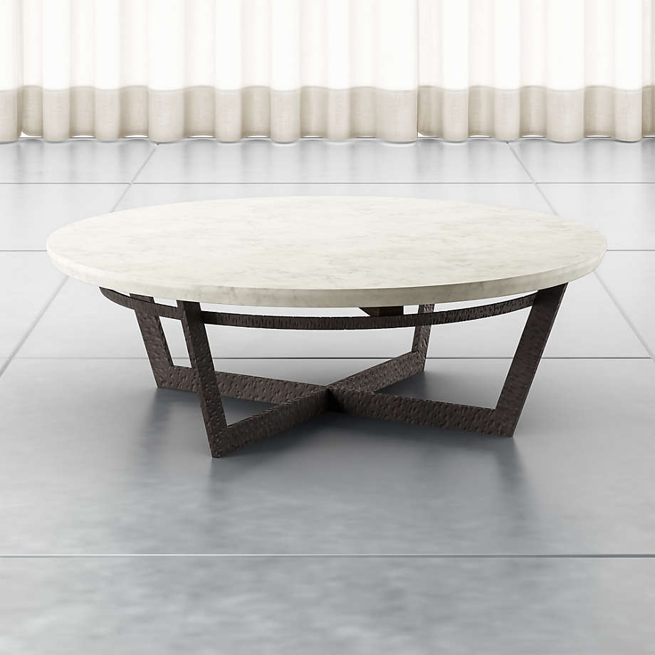 Verdad Round White Marble Coffee Table thumbnail 2