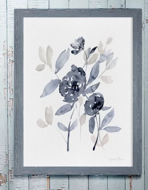 Peonies In Gray I Picture With Frame thumbnail 2