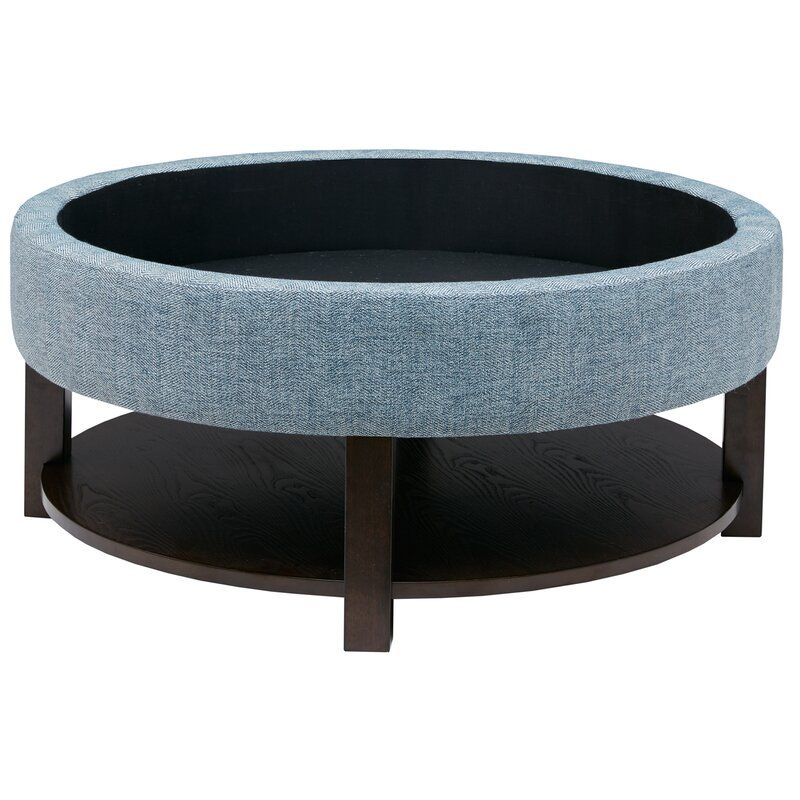 Fransen 36'' Wide Tufted Round Storage Ottoman thumbnail 2