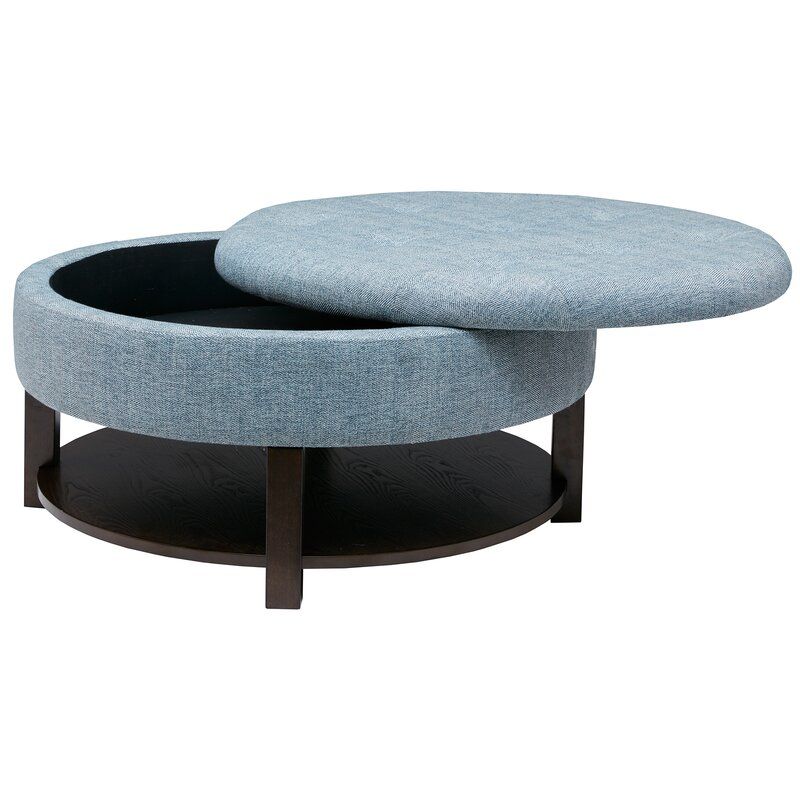 Fransen 36'' Wide Tufted Round Storage Ottoman thumbnail 3