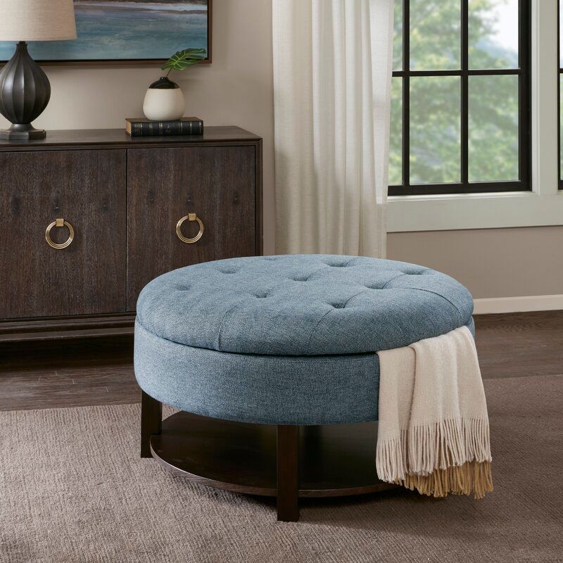 Fransen 36'' Wide Tufted Round Storage Ottoman thumbnail 4