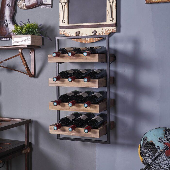 Carstens 12 Bottle Wall Mounted Wine Bottle Rack in Beige thumbnail 2