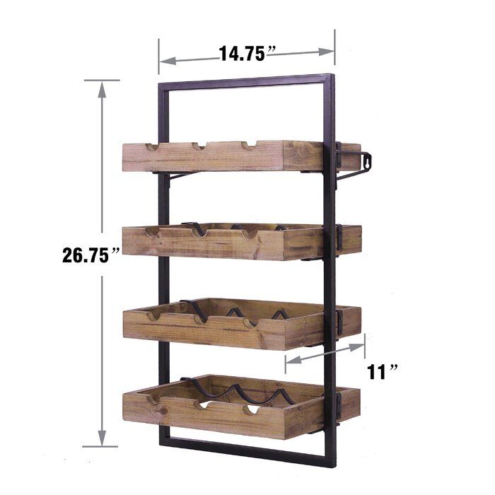 Carstens 12 Bottle Wall Mounted Wine Bottle Rack in Beige thumbnail 4