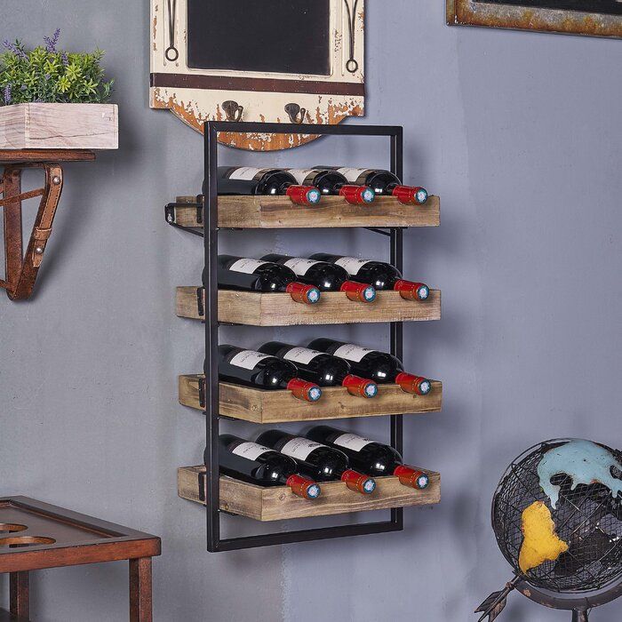 Carstens 12 Bottle Wall Mounted Wine Bottle Rack in Beige thumbnail 5