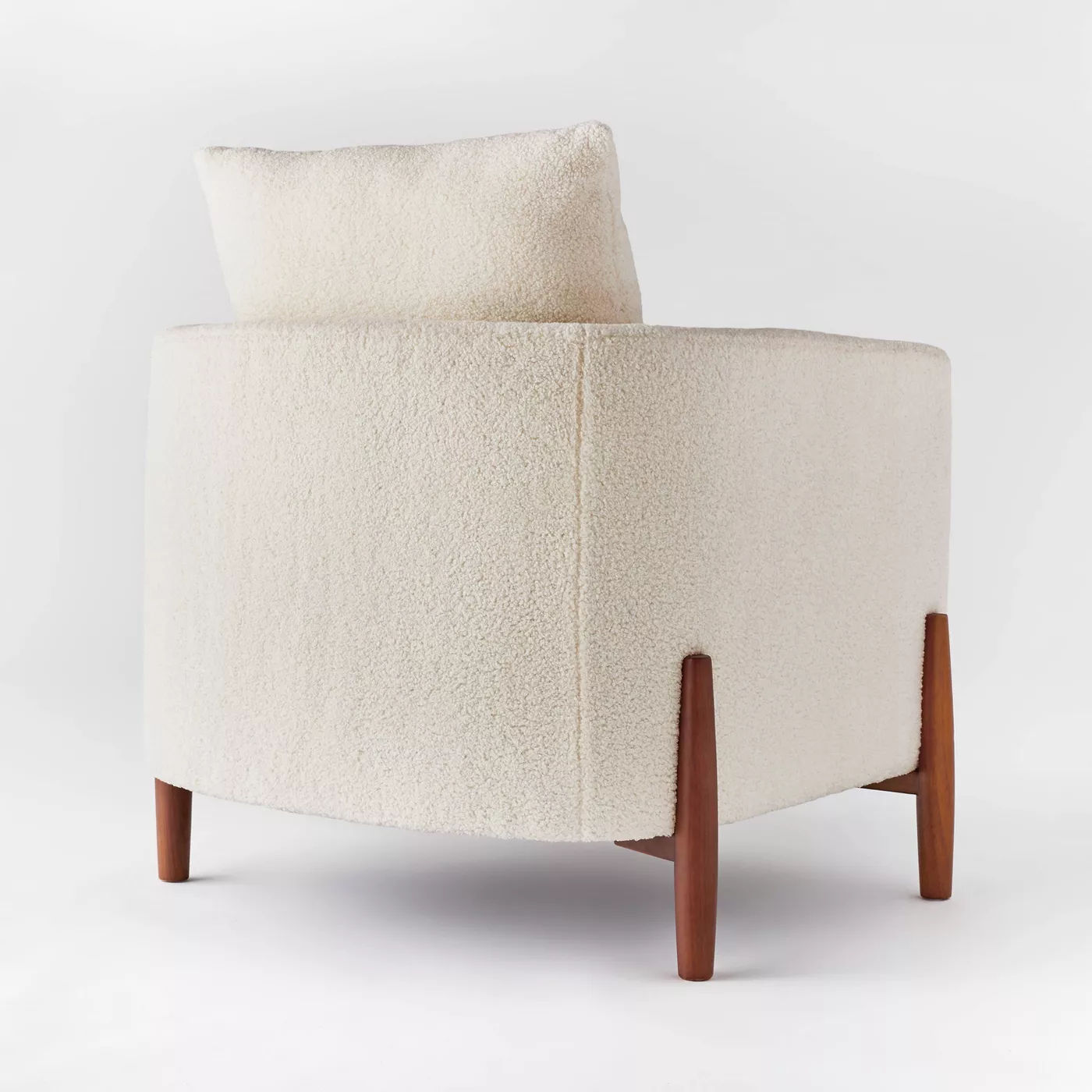 Elroy Sherpa Accent Chair with Wood Legs Cream thumbnail 4