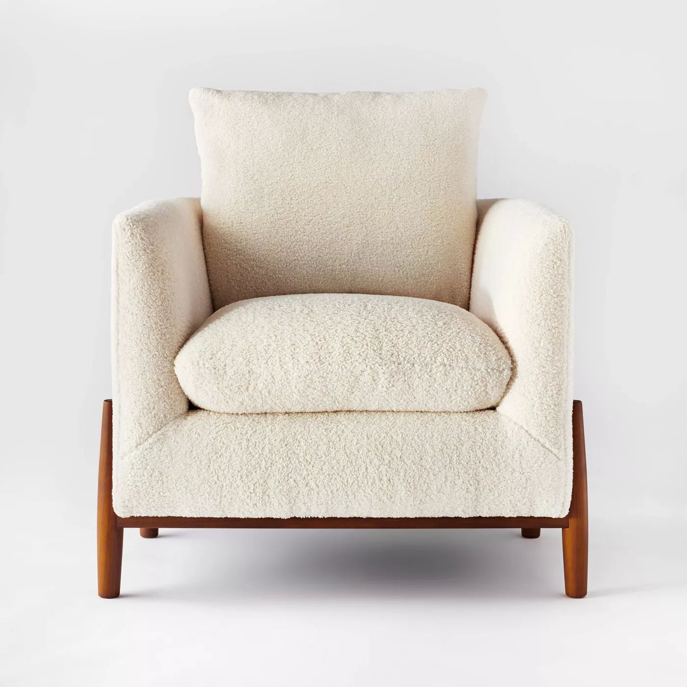 Elroy Sherpa Accent Chair with Wood Legs Cream thumbnail 5