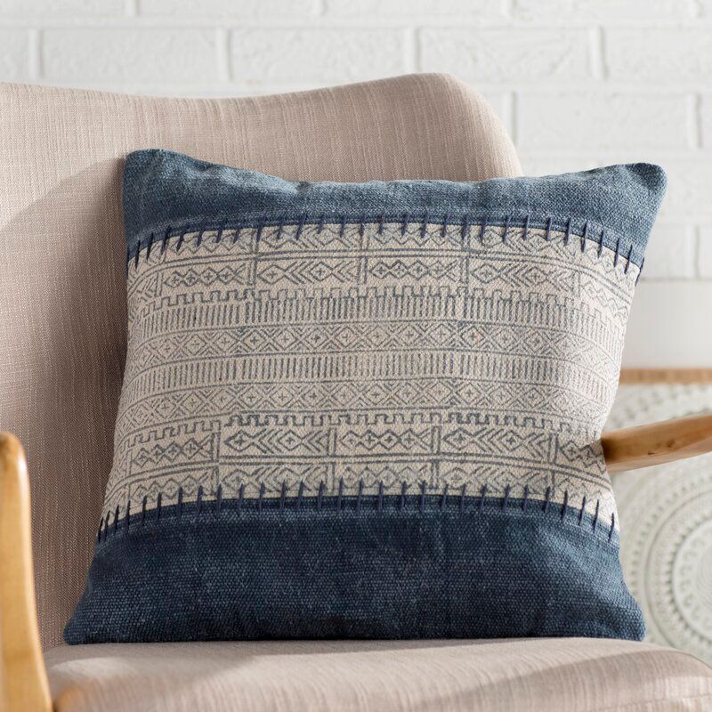 Friedman Cotton Indoor Geometric Square Throw Pillow With Insert thumbnail 3