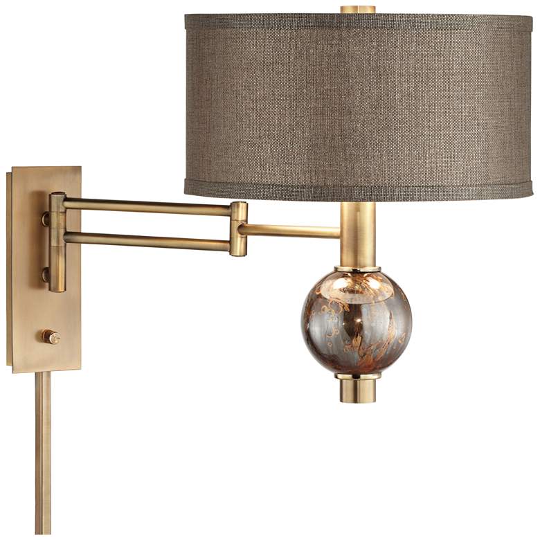 Richford Brass Plug-In Swing Arm Wall Lamp with Dimmer thumbnail 2