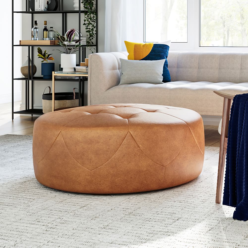 Brighton Large Ottoman Tan Charme Leather Concealed Support thumbnail 6