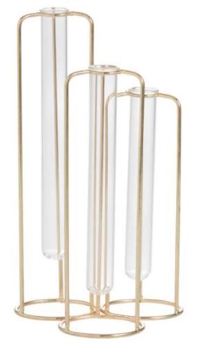 Gold And Glass Staggered Test Tube Vases thumbnail 2