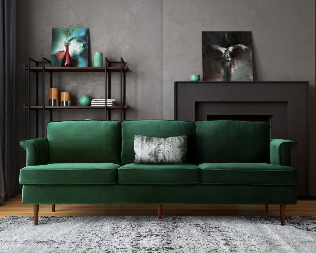 Porter Forest Green Velvet Sofa thumbnail 2