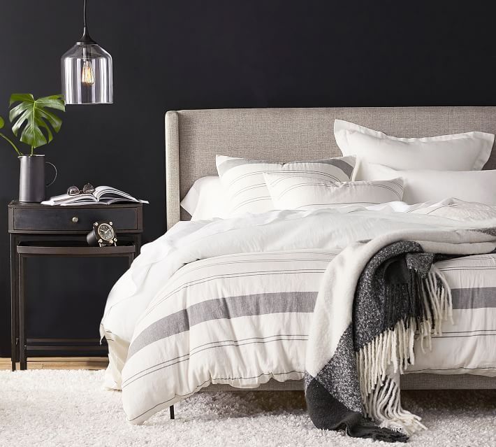 Jake Upholstered Platform Bed with Metal Legs-Queen thumbnail 2