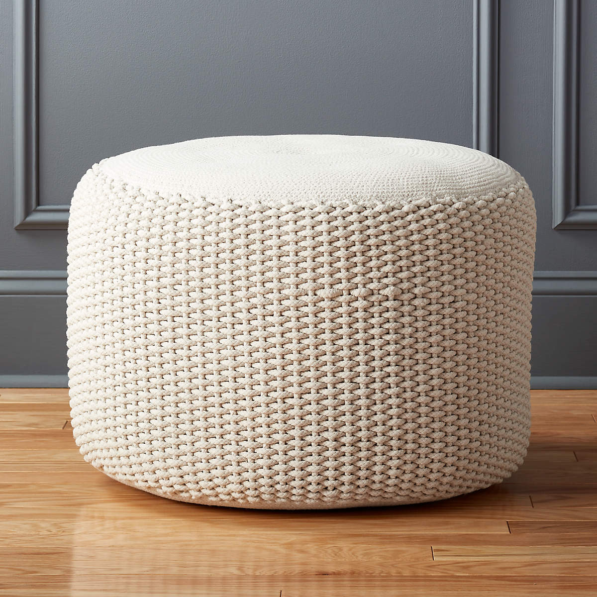 Criss Knit Natural Pouf thumbnail 3