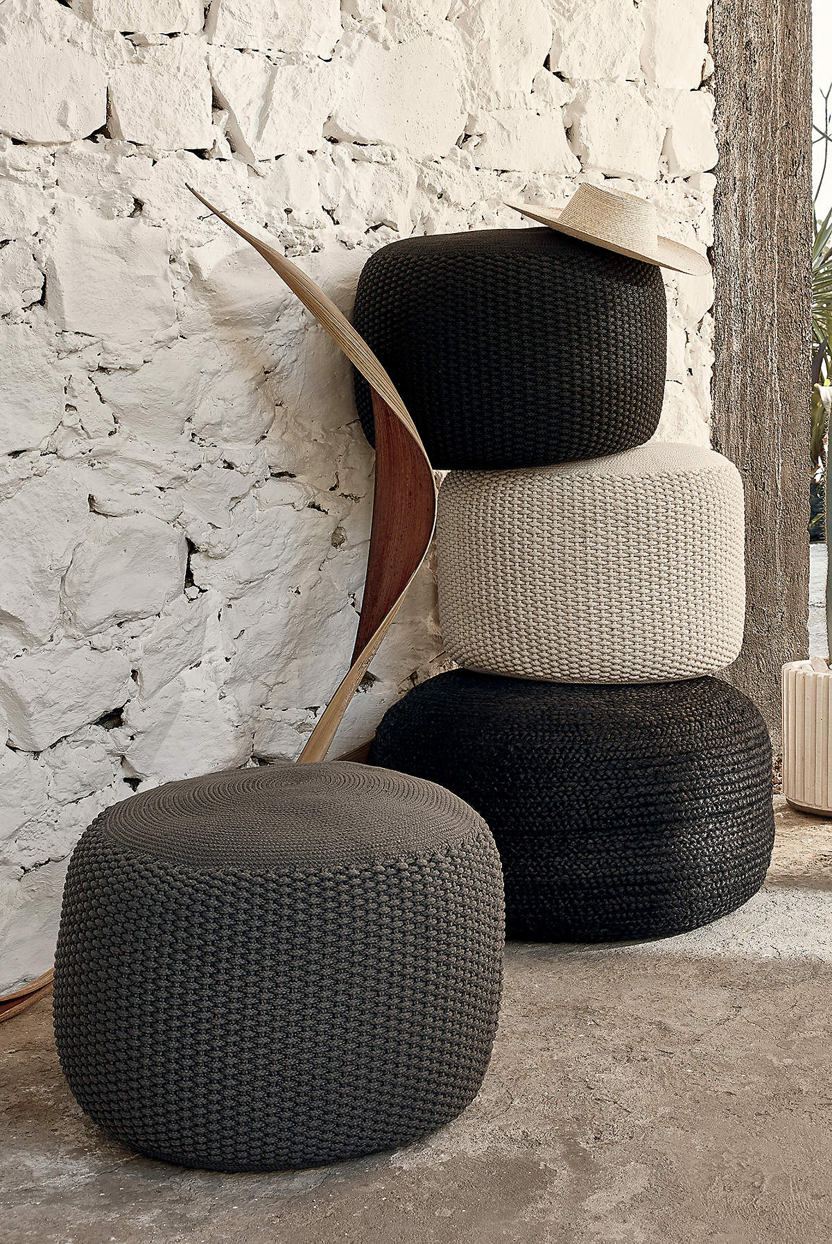 Criss Knit Natural Pouf thumbnail 4
