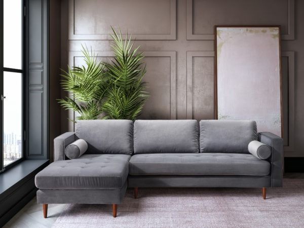 Tilden Velvet Sectional LAF - Gray thumbnail 2
