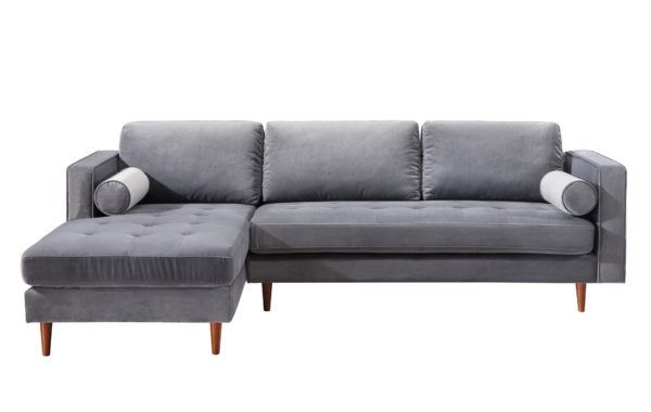 Tilden Velvet Sectional LAF - Gray thumbnail 3